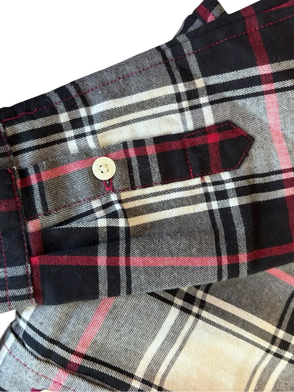 CHAPS Boys Size 7 Plaid Button Down Shirt Black Gray Red Preppy
